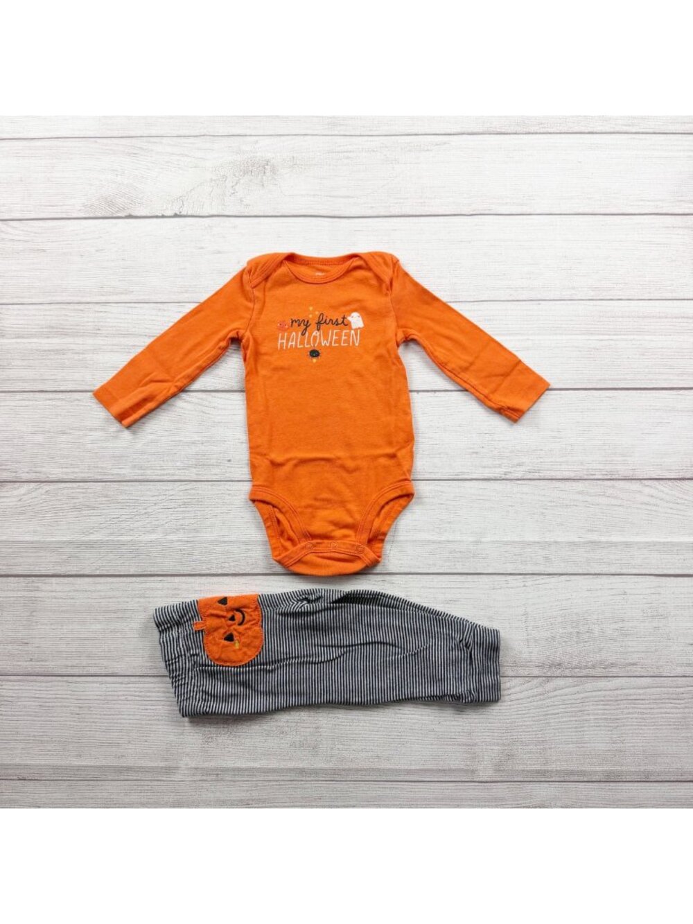 Carter’s My First Halloween Bodysuit Pants Set Pumpkin Appliqué 9-12 Months